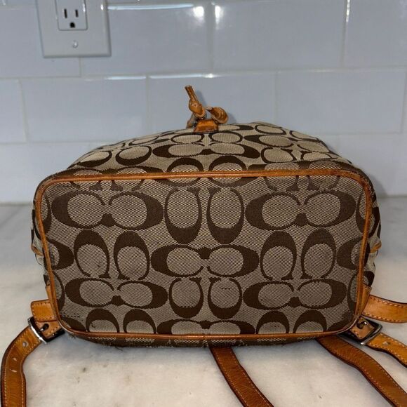 Coach Backpack Purse Handbag Vintage Y2K Jacquard Signature Logo Drawstring HTF - Picture 10 of 16